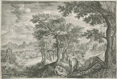 Mountain Landscape with the Good Samaritan by Jan van Londerseel