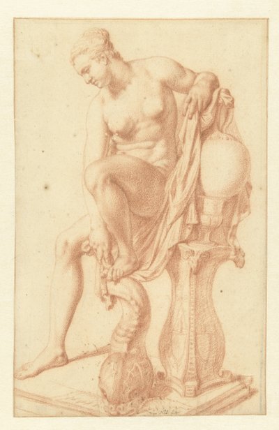 Seated Naked Woman at Her Toilet by Jan van Neck