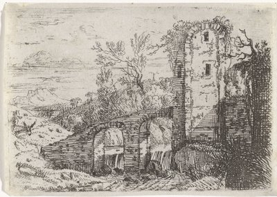 Stone Bridge Over Waterfall by Jan van Nickelen
