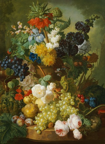 Still Life of Flowers and Fruit by Jan van Os