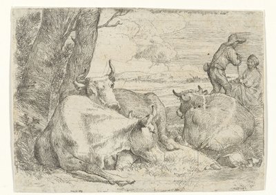 Three Cows and Two Shepherds by Jan van Ossenbeeck
