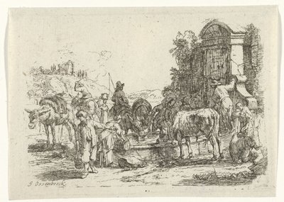 Drinking Cattle at a Spring by Jan van Ossenbeeck