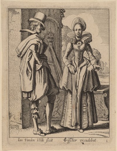 Two Figures in Costume by Jan van de Velde II