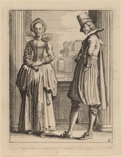 Two Figures in Costume by Jan van de Velde II