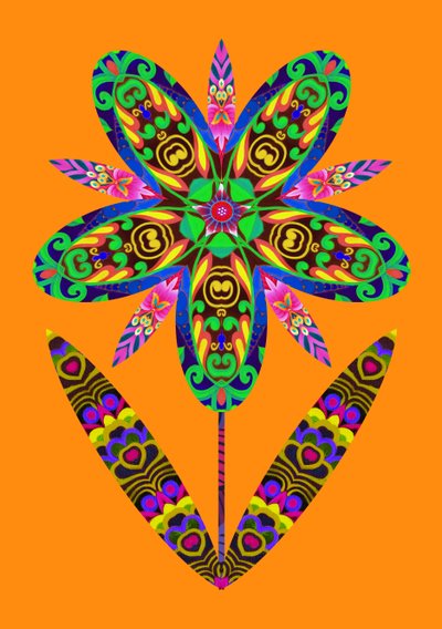 Flower Cutout on Orange by Jane Tattersfield