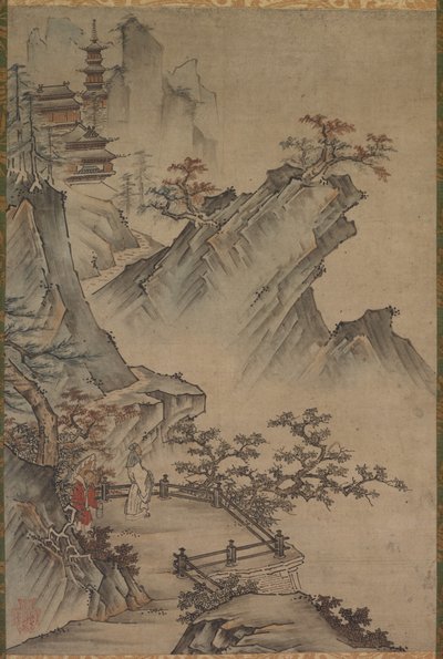 Chinese Literatus Viewing a Valley by Japan, Muromachi period