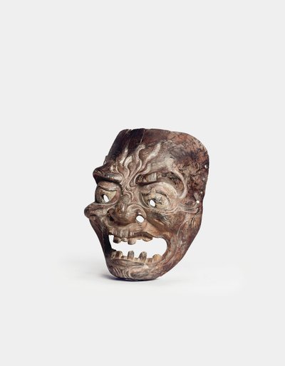 A Wood Gigaku Mask by Japanese School