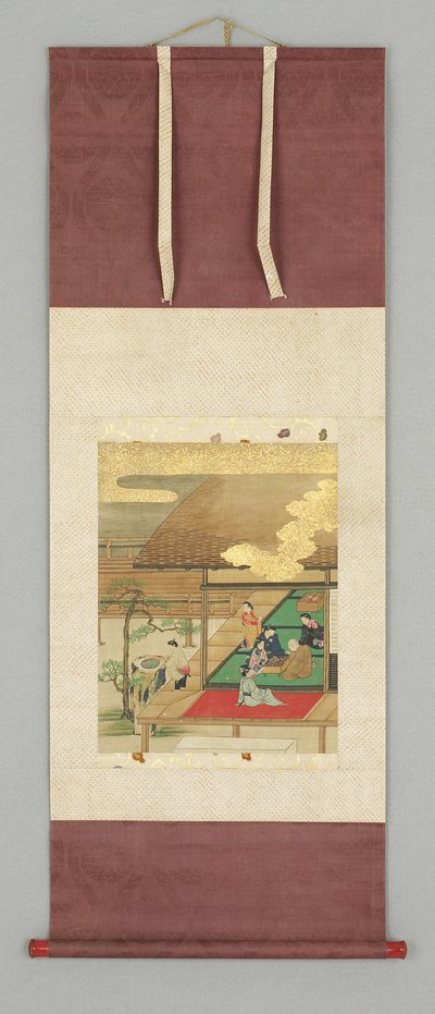 House Terrace with Figures by Japanese School