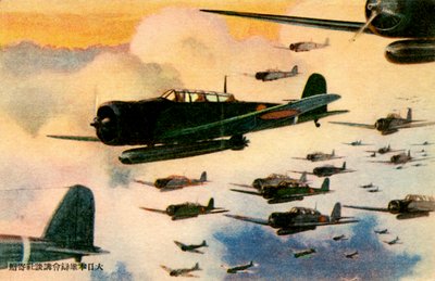 Japanese Fighter Aircraft Carrying Missiles by Japanese School