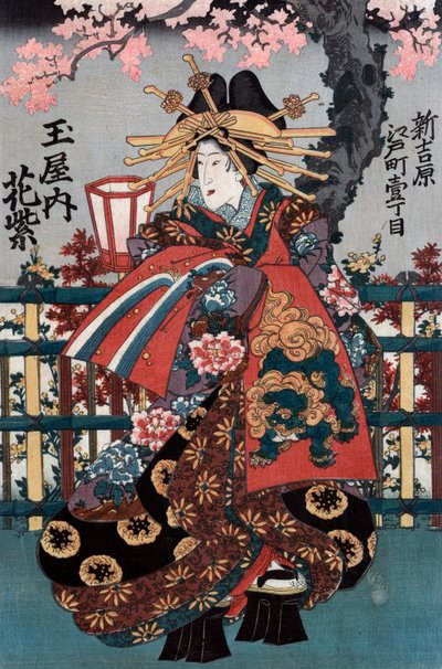 Left Panel from a Japanese Courtesans Triptych by Japanese School
