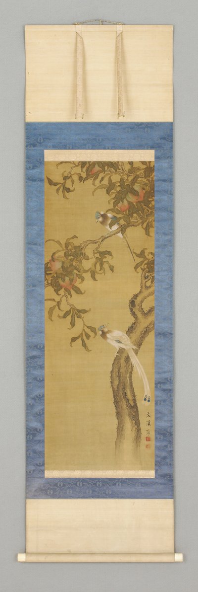 Peach and birds, early 19th century by Japanese School