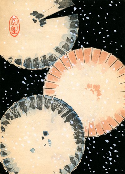 Three Umbrellas in the Snow by Japanese School