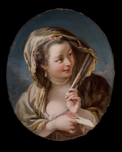 A Woman With A Fan by Jean Baptiste Deshays