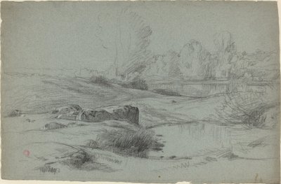 A Rocky Meadow by a River by Jean Achille Benouville
