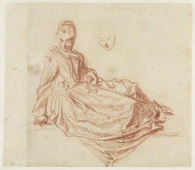 Woman Sitting on the Ground by Jean Antoine Watteau