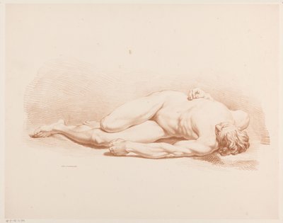 Lying naked man by Jean Augustin Daiwaille