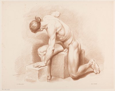 Seated Naked Man by Jean Augustin Daiwaille