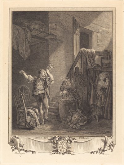 Rose and Colas by Jean Baptiste Blaise Simonet after Pierre Antoine Baudouin