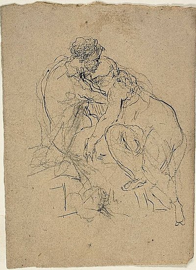 Seated Couple Embracing by Jean Baptiste Carpeaux
