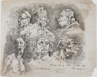 Studies of Heads by Jean Baptiste Carpeaux