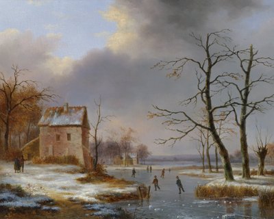 Skating on a Frozen River by Jean Baptiste Coene