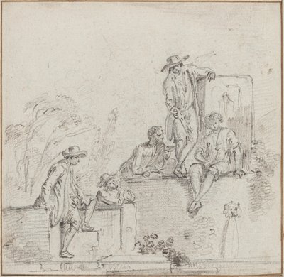 Figures Seated Around a Fountain by Jean Baptiste Lallemand