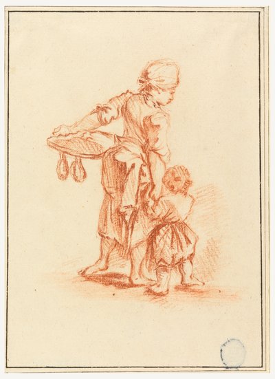 A Woman Leading a Child by Jean Baptiste Le Prince
