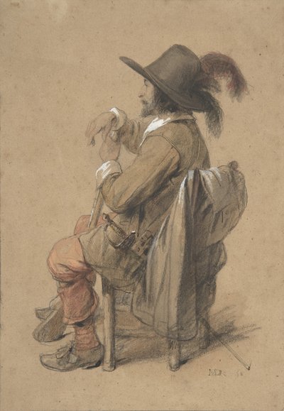 Seated Cavalier, mid-19th century by Jean Baptiste Madou