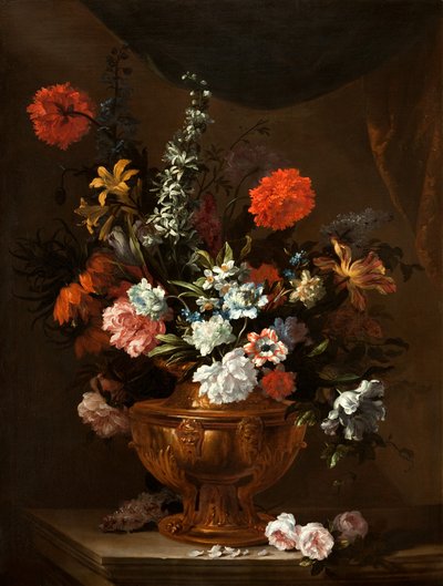 Flowers in a Sculptured Vase by Jean Baptiste Monnoyer