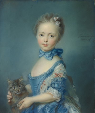 A Girl with a Kitten, 1745 by Jean Baptiste Perronneau