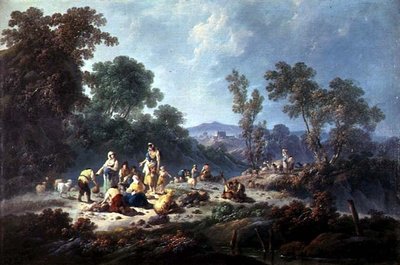 A Wooded Landscape by Jean Baptiste Pillement