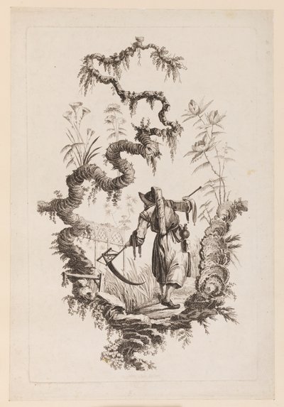 Figure with Scythe Under Bough by Jean Baptiste Pillement