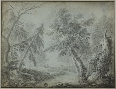 Forest with Stream and Figures by Jean Baptiste Pillement
