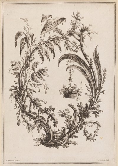 Trees with Basket and Parasol by Jean Baptiste Pillement