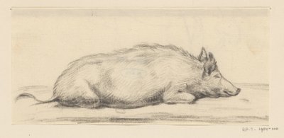 Lying Pig, Facing Right by Jean Bernard
