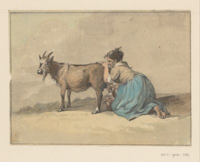 Woman Milking a Goat by Jean Bernard
