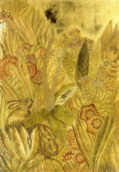 Rabbits and Flowers by Jean Dunand