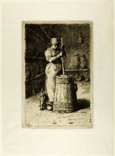A Woman Churning by Jean Francois Millet