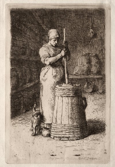 A Woman Churning by Jean Francois Millet