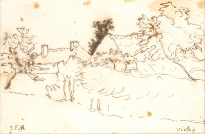 A Farmyard Among Trees, Vichy (Allier) by Jean Francois Millet