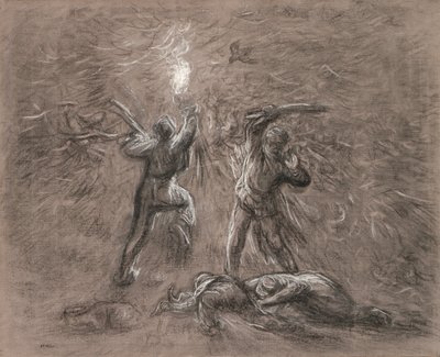 Hunting Birds by Torchlight by Jean Francois Millet