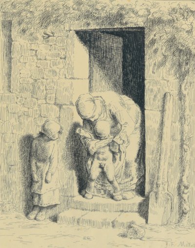 Maternal Precaution by Jean Francois Millet