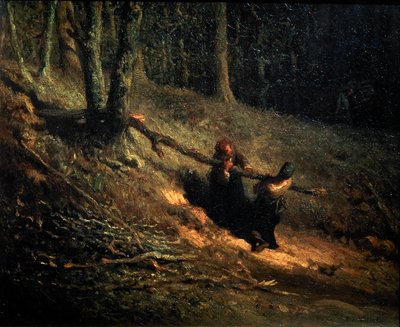Peasant-Girls with Brushwood Les Charbonnieres by Jean Francois Millet