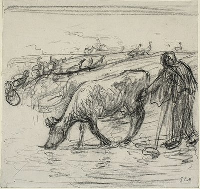 Peasant Watering Her Cow by Jean Francois Millet