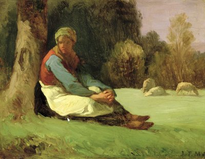 Seated Shepherdess by Jean Francois Millet