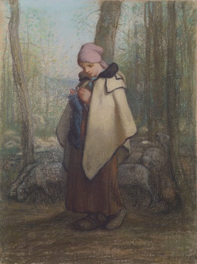 The Knitting Shepherdess by Jean Francois Millet