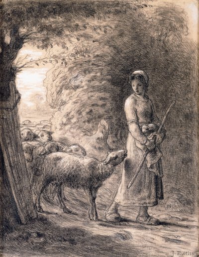 The Newborn Lamb by Jean Francois Millet