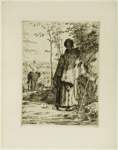 The Shepherdess Knitting by Jean Francois Millet