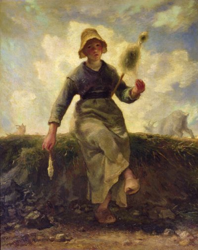 The Spinner, Goatherd of the Auvergne by Jean Francois Millet