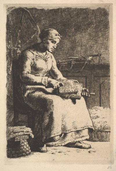 The Wool Carder by Jean Francois Millet